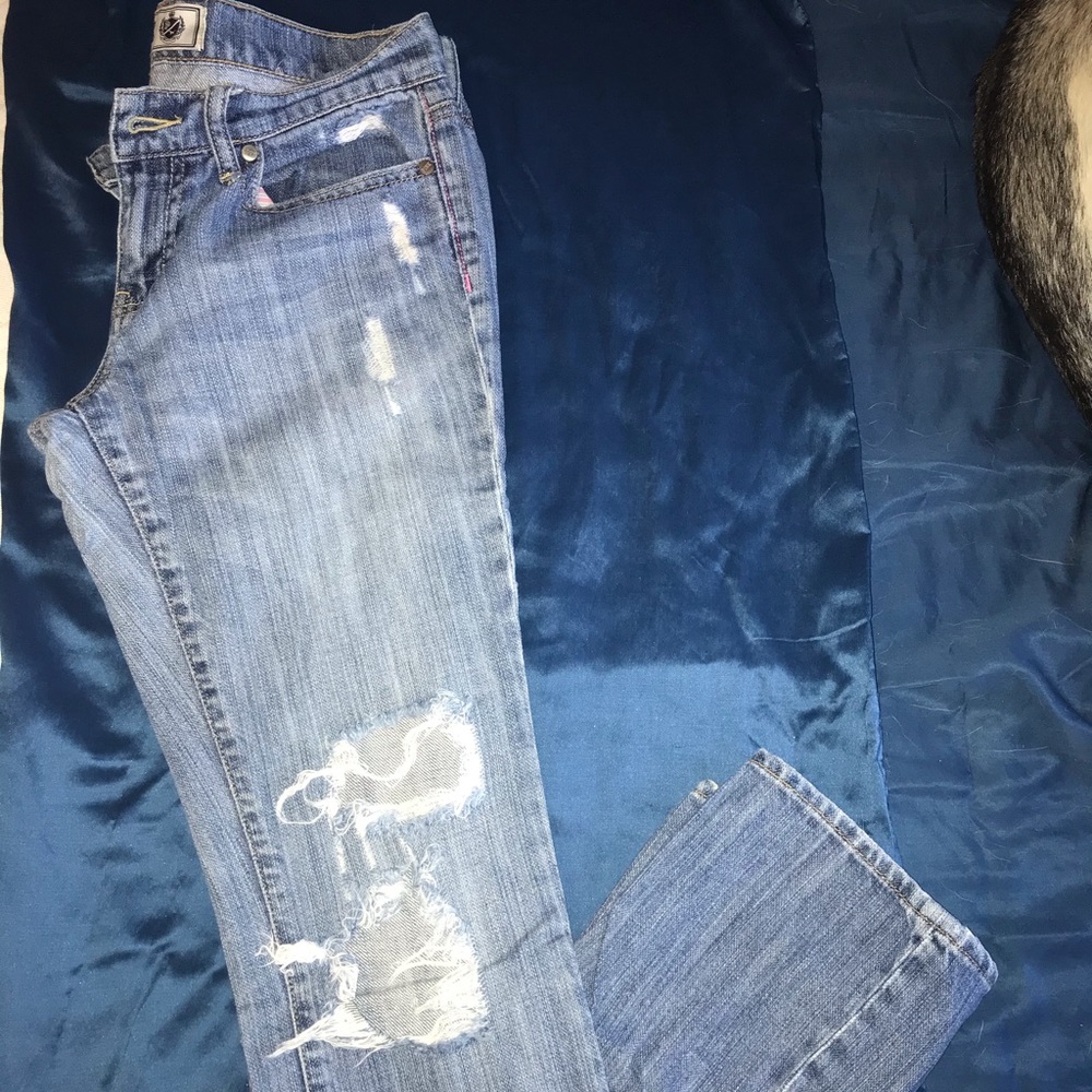 Low rise VS Pink straight ripped jeans